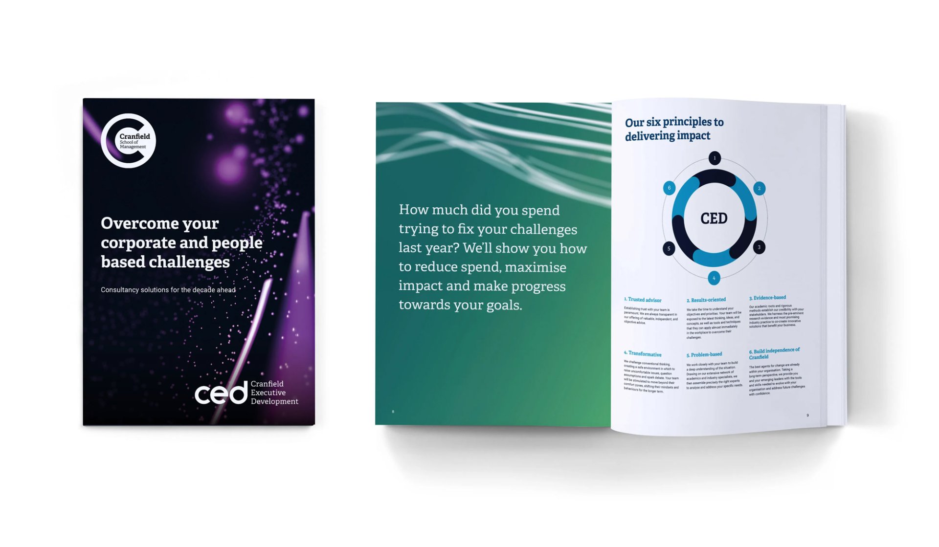 CED brochure cover and spread