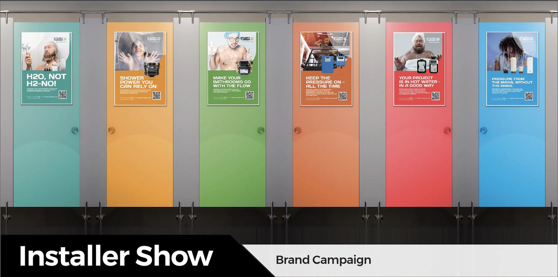 Campaign visuals on toilet doors